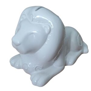 Pottery Barn Kids White Lion Stoneware Ceramic Bank RARE